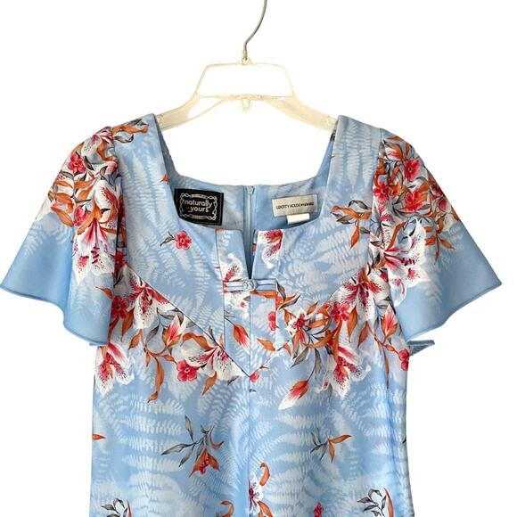 Liberty House of Hawaii Honolulu Naturally Your Vintage Blue Kaftan Dress Small - Picture 3 of 9